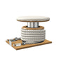Premium gym battle rope in white colour, made with with marine grade stainless steel and solid oak wooden handles and stand, wrapped in luxurious Italian white leather, packed neatly into its own handmade wooden stand. PENT. LINA Set - Battle Rope