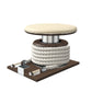 Premium gym battle rope in white colour, made with with marine grade stainless steel and dark walnut wooden handles and stand, wrapped in luxurious Italian beige leather, packed neatly into its own handmade wooden stand. PENT. LINA Set - Battle Rope