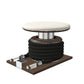 Premium gym battle rope in black colour, made with with marine grade stainless steel and dark walnut wooden handles and stand, wrapped in luxurious Italian white leather, packed neatly into its own handmade wooden stand. PENT. LINA Set - Battle Rope