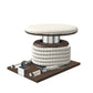 Premium gym battle rope in white colour, made with with marine grade stainless steel and dark walnut wooden handles and stand, wrapped in luxurious Italian white leather, packed neatly into its own handmade wooden stand. PENT. LINA Set - Battle Rope