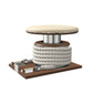 Premium gym battle rope in white colour, made with with marine grade stainless steel and natural walnut wooden handles and stand, wrapped in luxurious Italian beige leather, packed neatly into its own handmade wooden stand. PENT. LINA Set - Battle Rope
