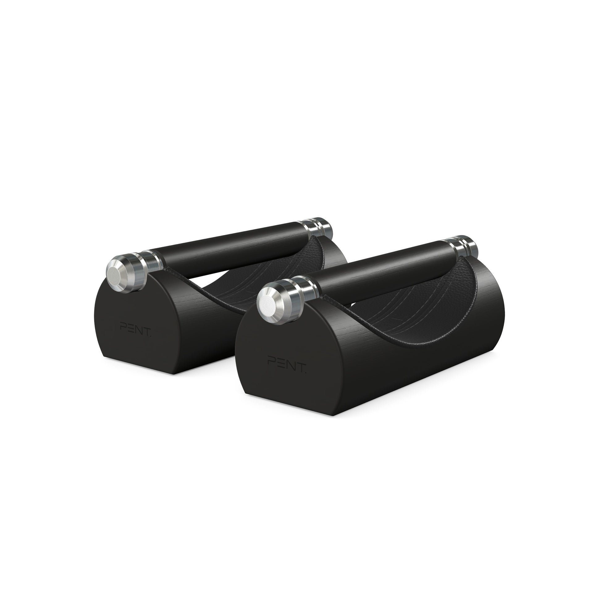 Luxury home gym equipment, premium push up bars handcrafted from fine leather, stainless steel and natural wood. Customize in black Italian leather and black ash wood. PENT. LIPOVA - Luxury Push-Up Bars