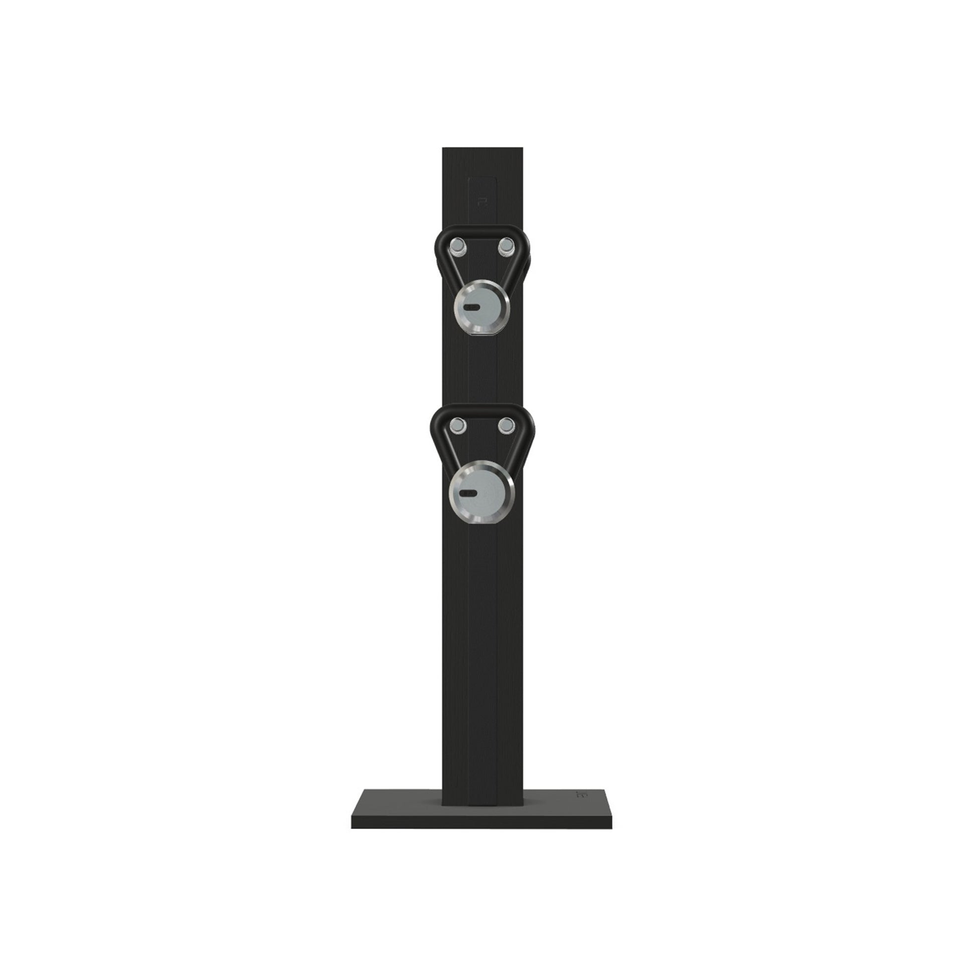 Luxury fitness equipment, 4 luxury kettlebells on vertical wooden stand, handcrafted with stainless steel, premium Italian black leather and black ash wood. PENT. LOVA Set