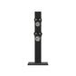 Luxury fitness equipment, 4 luxury kettlebells on vertical wooden stand, handcrafted with stainless steel, premium Italian black leather and black ash wood. PENT. LOVA Set