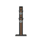 Luxury fitness equipment, 4 luxury kettlebells on vertical wooden stand, handcrafted with stainless steel, premium Italian brown leather and black ash wood. PENT. LOVA Set