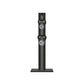 Luxury fitness equipment, 4 luxury kettlebells on vertical wooden stand, handcrafted with stainless steel, premium Italian grey leather and black ash wood. PENT. LOVA Set
