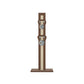 Luxury fitness equipment, 4 luxury kettlebells on vertical wooden stand, handcrafted with stainless steel, premium Italian beige leather and natural walnut wood. PENT. LOVA Set