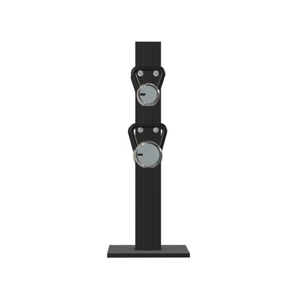 Luxury fitness equipment, 4 luxury kettlebells on vertical wooden stand, handcrafted with stainless steel, premium Italian black leather and black ash wood. PENT. LOVA Set (2)