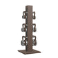 Luxury fitness equipment, 6 luxury kettlebells on vertical wooden stand, handcrafted with stainless steel, premium Italian black leather and dark walnut wood. PENT. LOVA Set 
