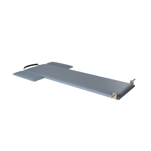 Pilates Scandinavia Low Mat in natural birch wood with Naugahyde vinyl top.