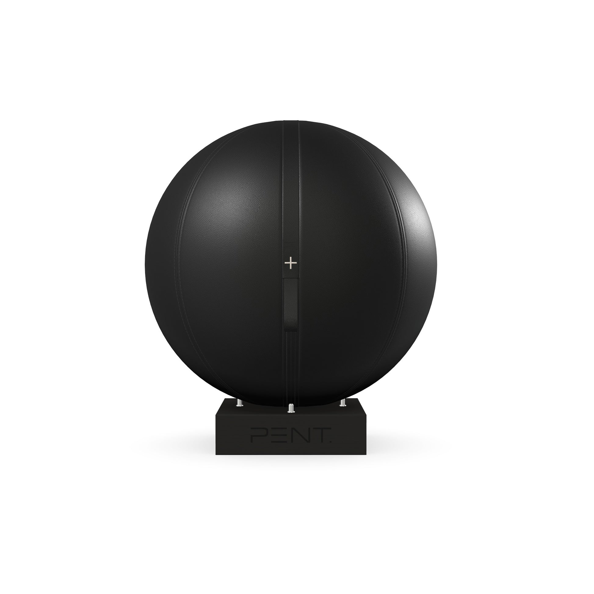 Luxury fitness equipment, fitness ball wrapped in luxurious leather and paired with a compact wooden stand. Customize in black base leather, black accent leather and black ash wood. PENT. MESNA
