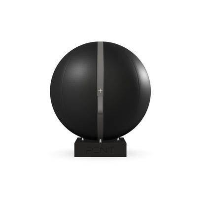 Luxury fitness equipment, fitness ball wrapped in luxurious leather and paired with a compact wooden stand. Customize in black base leather, grey accent leather and black ash wood. PENT. MESNA