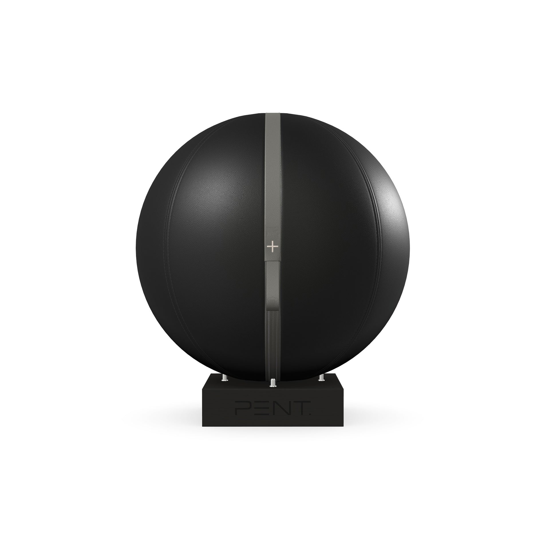 Luxury fitness equipment, fitness ball wrapped in luxurious leather and paired with a compact wooden stand. Customize in black base leather, grey accent leather and black ash wood. PENT. MESNA
