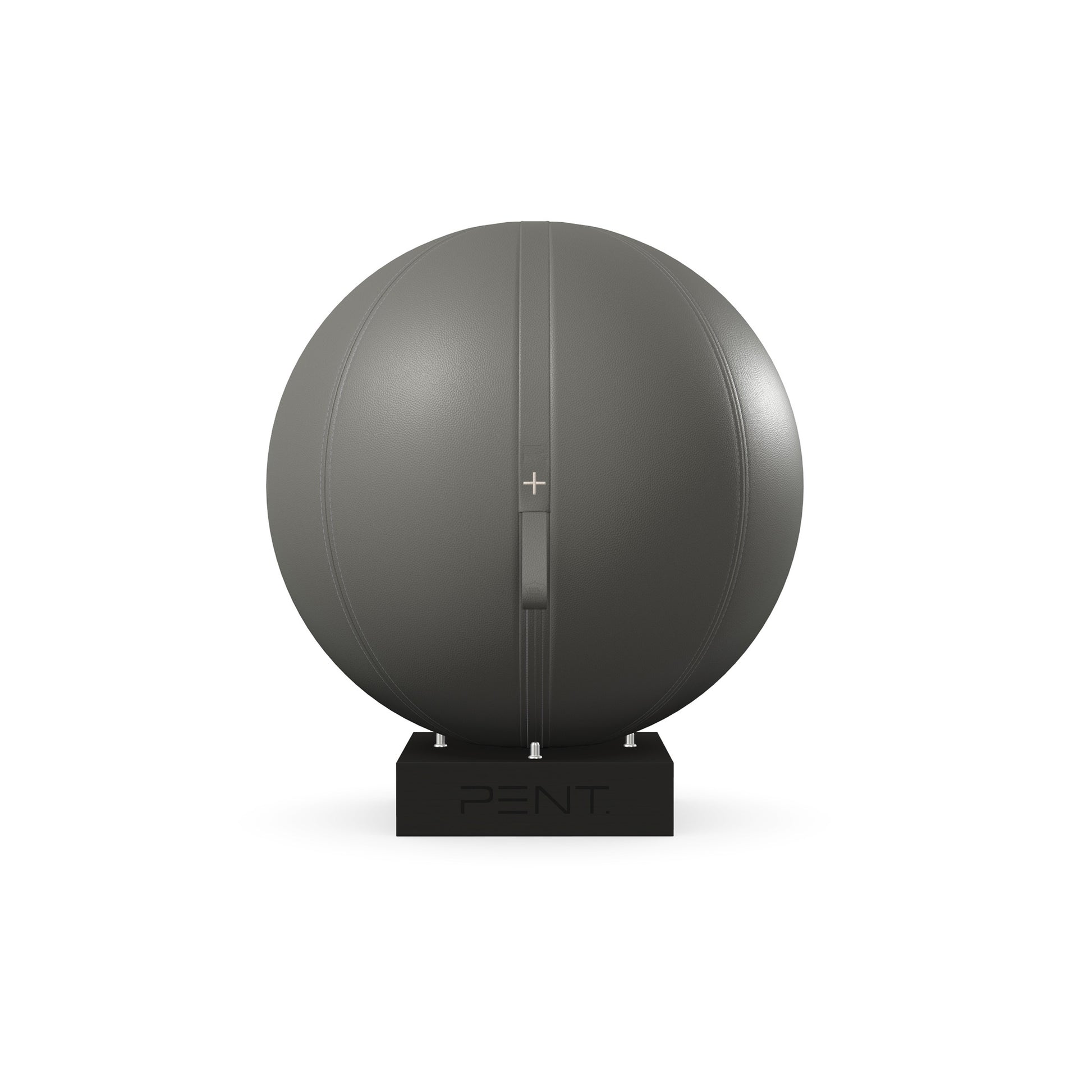 Luxury fitness equipment, fitness ball wrapped in luxurious leather and paired with a compact wooden stand. Customize in grey base leather, grey accent leather and black ash wood. PENT. MESNA