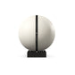 Luxury fitness equipment, fitness ball wrapped in luxurious leather and paired with a compact wooden stand. Customize in white base leather, black accent leather and black ash wood. PENT. MESNA