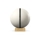 Luxury fitness equipment, fitness ball wrapped in luxurious leather and paired with a compact wooden stand. Customize in white base leather, black accent leather and natural ash wood. PENT. MESNA