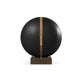 Luxury fitness equipment, fitness ball wrapped in luxurious leather and paired with a compact wooden stand. Customize in black base leather, brown accent leather and dark walnut wood. PENT. MESNA