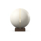 Luxury fitness equipment, fitness ball wrapped in luxurious leather and paired with a compact wooden stand. Customize in white base leather, beige accent leather and dark walnut wood. PENT. MESNA