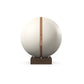 Luxury fitness equipment, fitness ball wrapped in luxurious leather and paired with a compact wooden stand. Customize in white base leather, brown accent leather and dark walnut wood. PENT. MESNA
