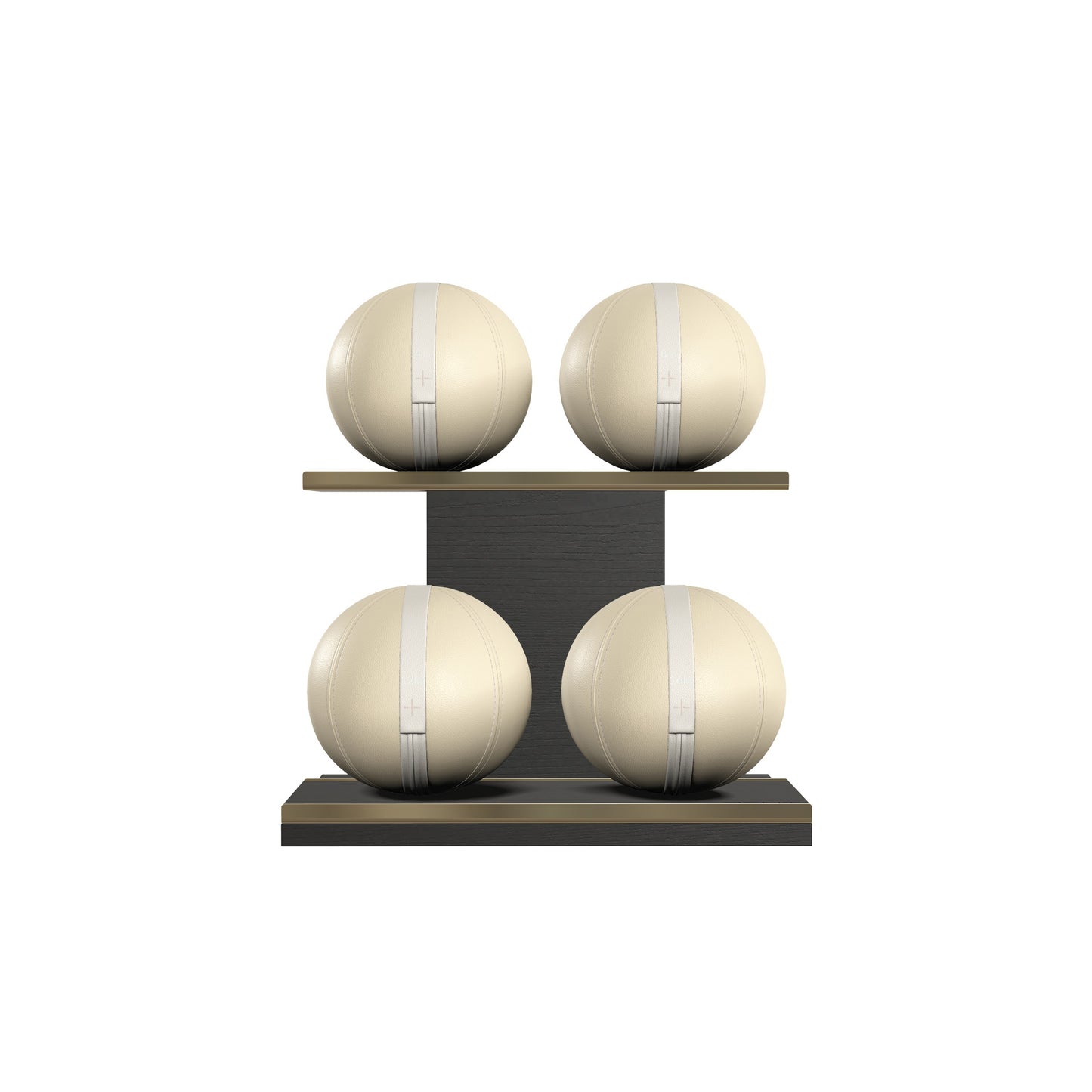 PENT. MOXA Light - in Gold - Set of 4 Medicine Balls on Horizontal Wooden Stand - 4, 8, 12, 16 KG