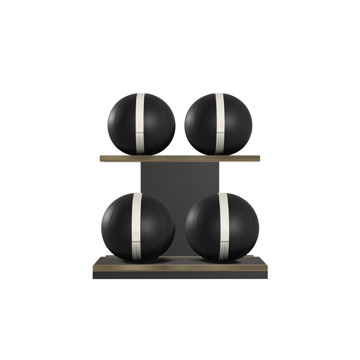 PENT. MOXA Light - in Gold - Set of 4 Medicine Balls on Horizontal Wooden Stand - 4, 8, 12, 16 KG