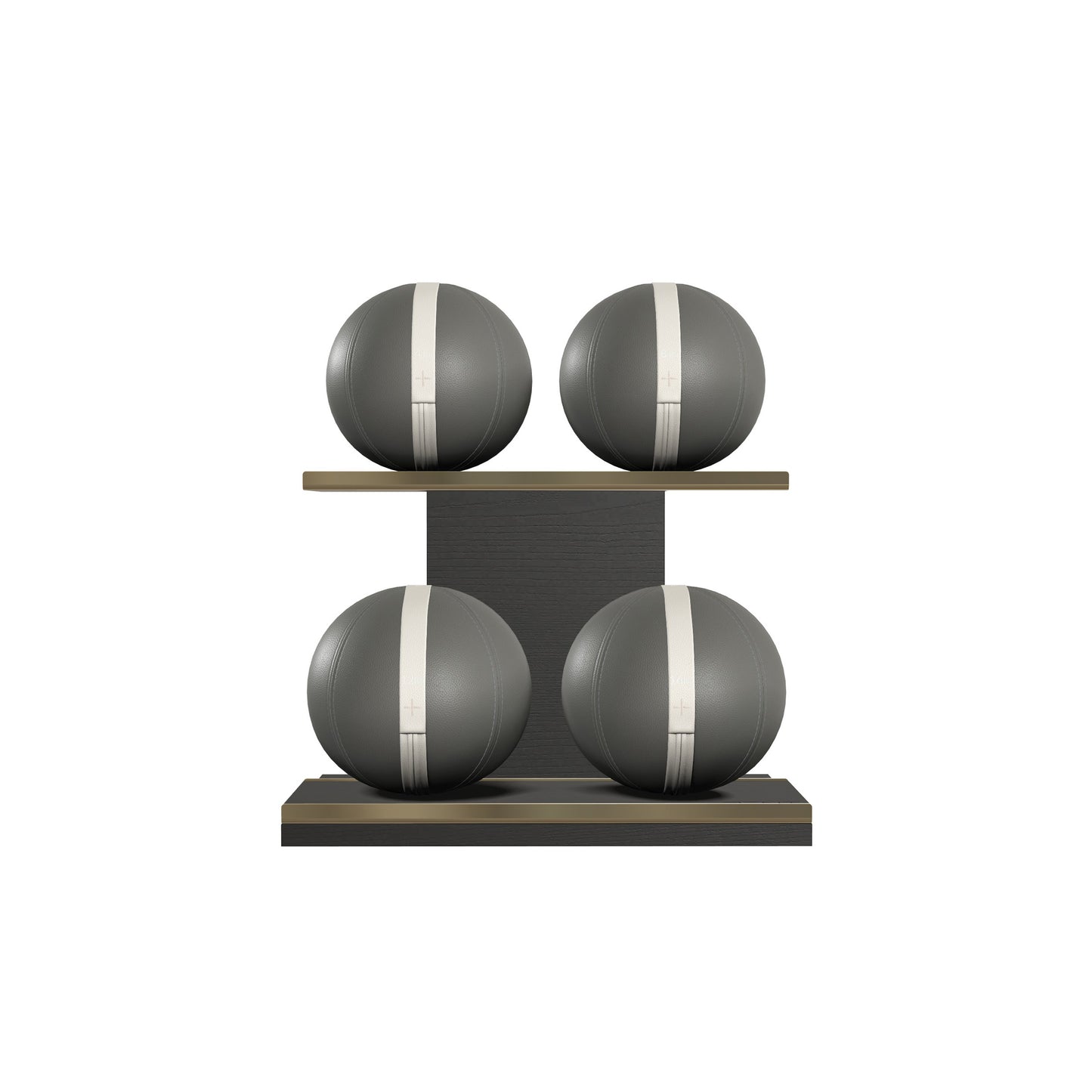 PENT. MOXA Light - in Gold - Set of 4 Medicine Balls on Horizontal Wooden Stand - 4, 8, 12, 16 KG