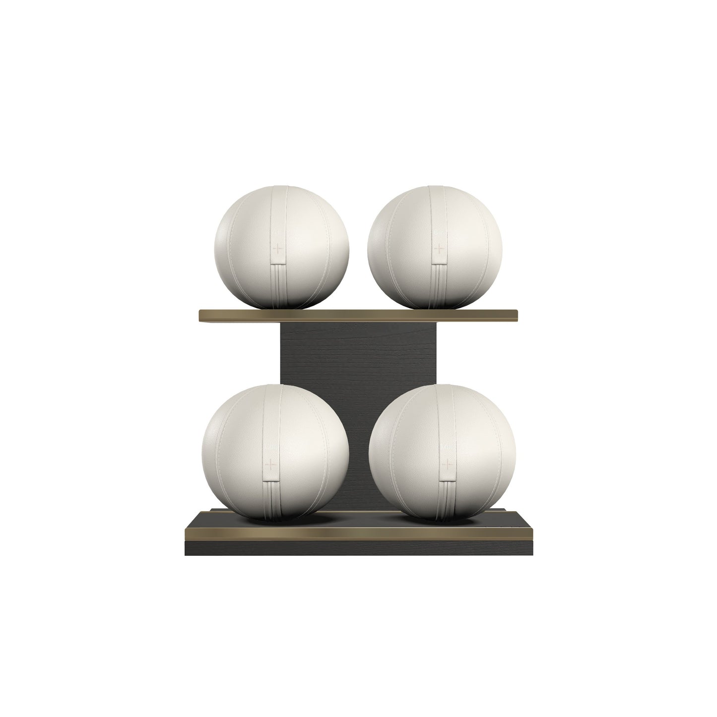 PENT. MOXA Light - in Gold - Set of 4 Medicine Balls on Horizontal Wooden Stand - 4, 8, 12, 16 KG