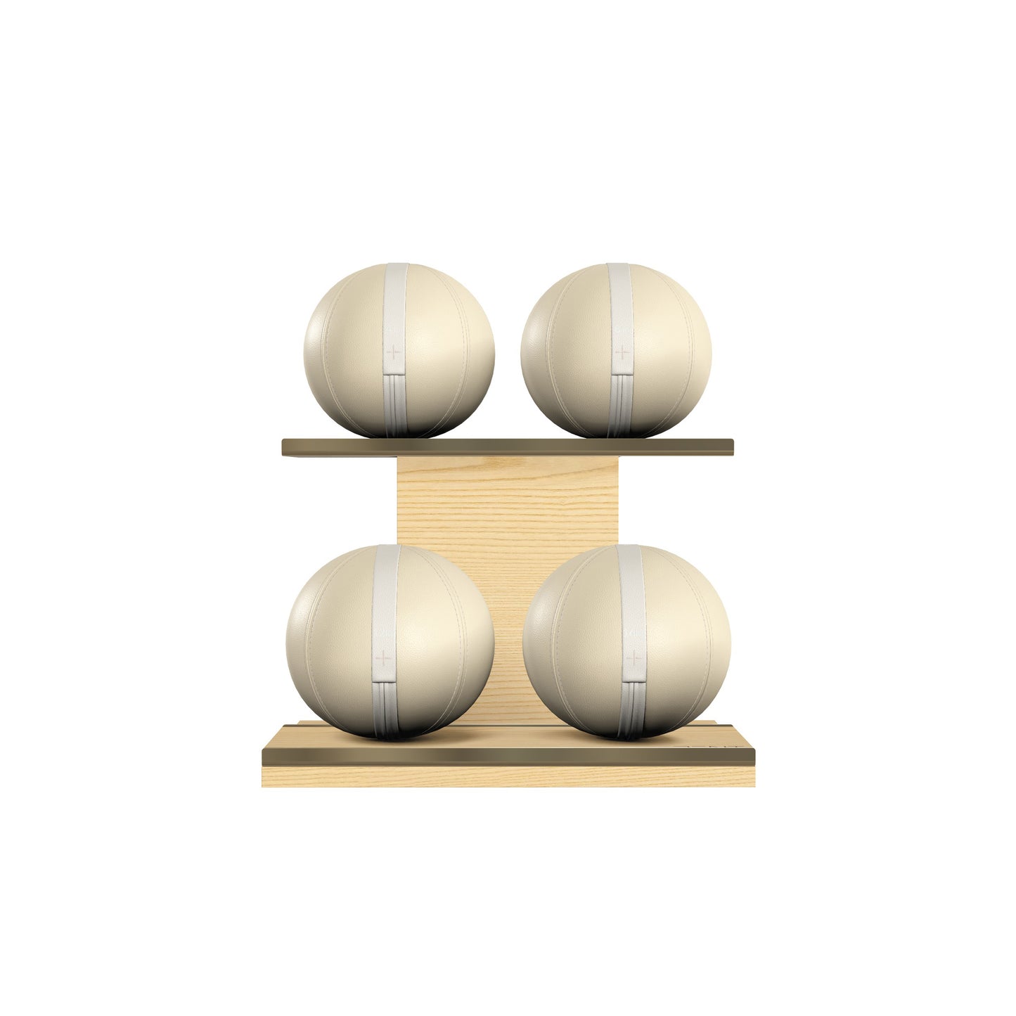 PENT. MOXA Light - in Gold - Set of 4 Medicine Balls on Horizontal Wooden Stand - 4, 8, 12, 16 KG