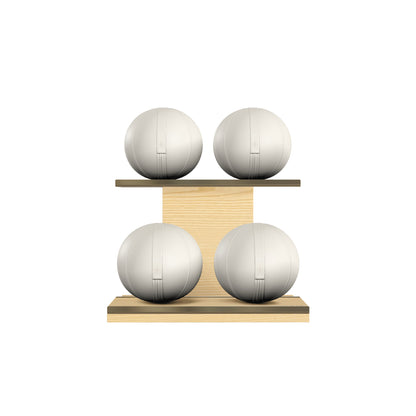 PENT. MOXA Light - in Gold - Set of 4 Medicine Balls on Horizontal Wooden Stand - 4, 8, 12, 16 KG
