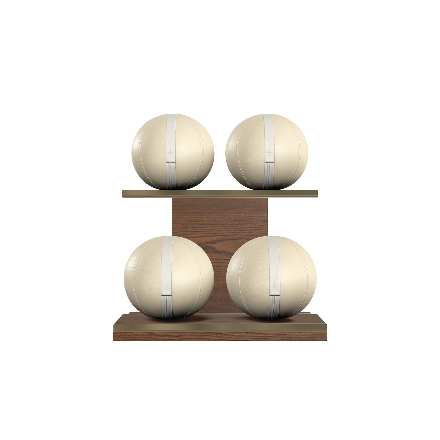 PENT. MOXA Light - in Gold - Set of 4 Medicine Balls on Horizontal Wooden Stand - 4, 8, 12, 16 KG