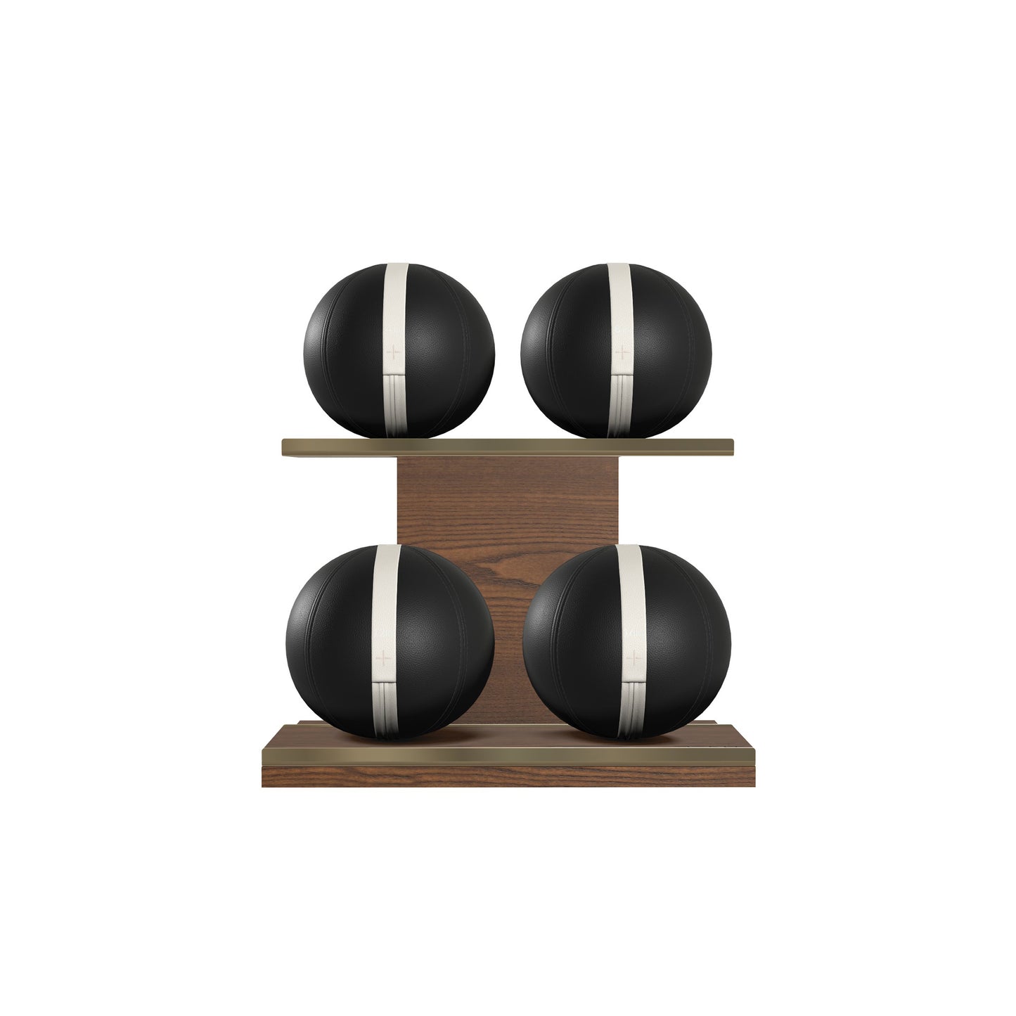 PENT. MOXA Light - in Gold - Set of 4 Medicine Balls on Horizontal Wooden Stand - 4, 8, 12, 16 KG