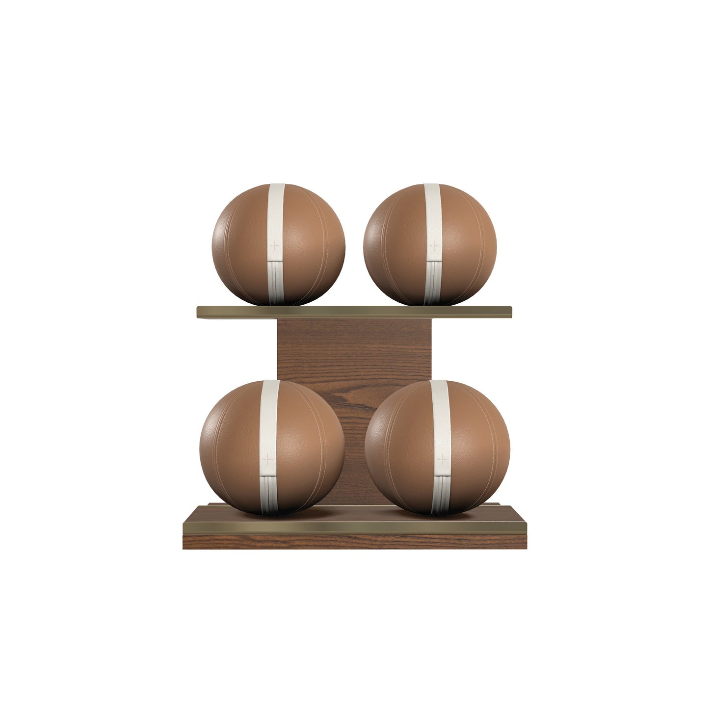 PENT. MOXA Light - in Gold - Set of 4 Medicine Balls on Horizontal Wooden Stand - 4, 8, 12, 16 KG