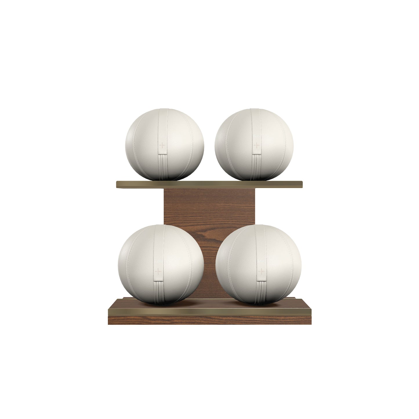 PENT. MOXA Light - in Gold - Set of 4 Medicine Balls on Horizontal Wooden Stand - 4, 8, 12, 16 KG