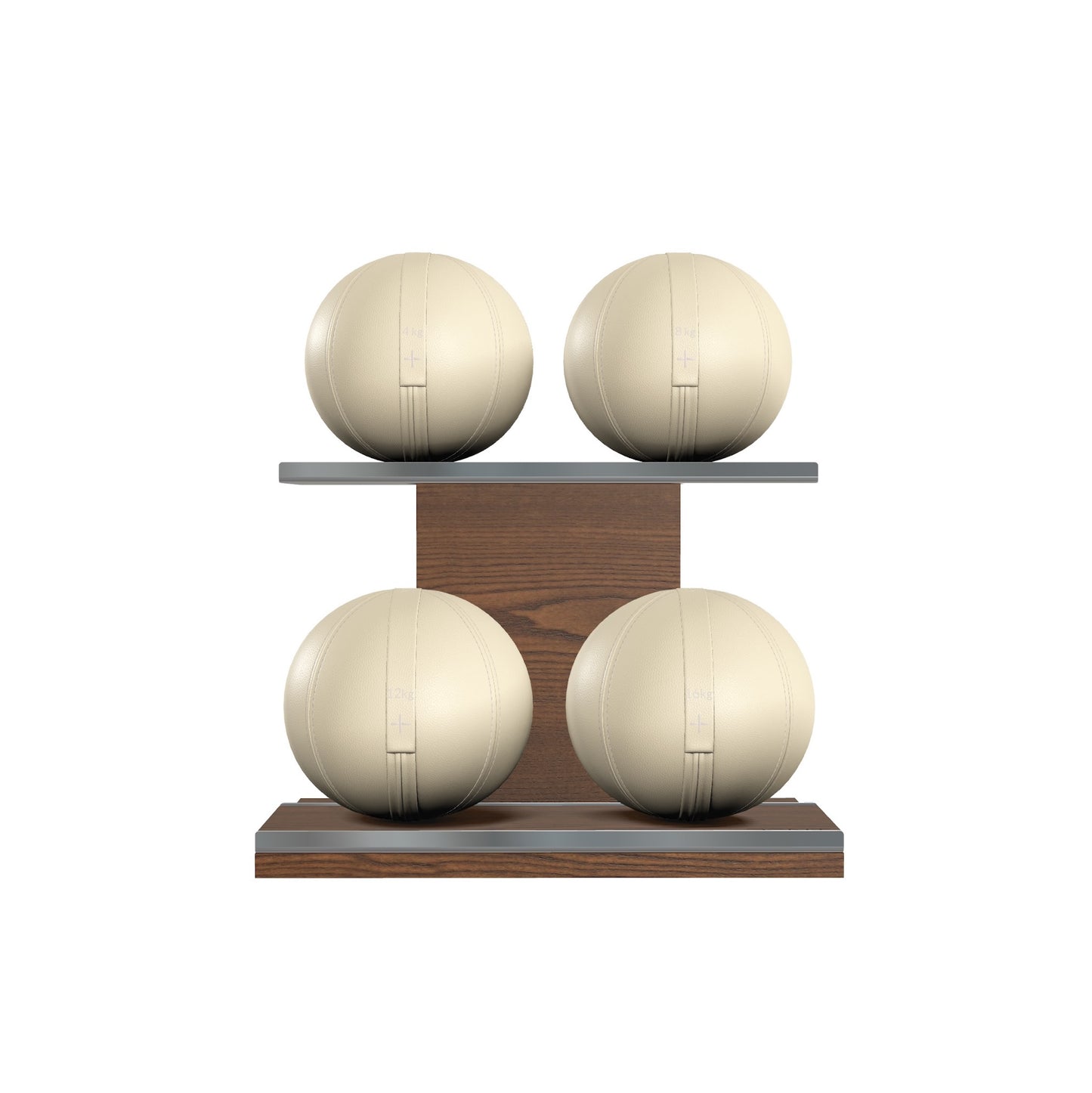 PENT. MOXA Light - Set of 4 Medicine Balls on Horizontal Wooden Stand - 4, 8, 12, 16 KG