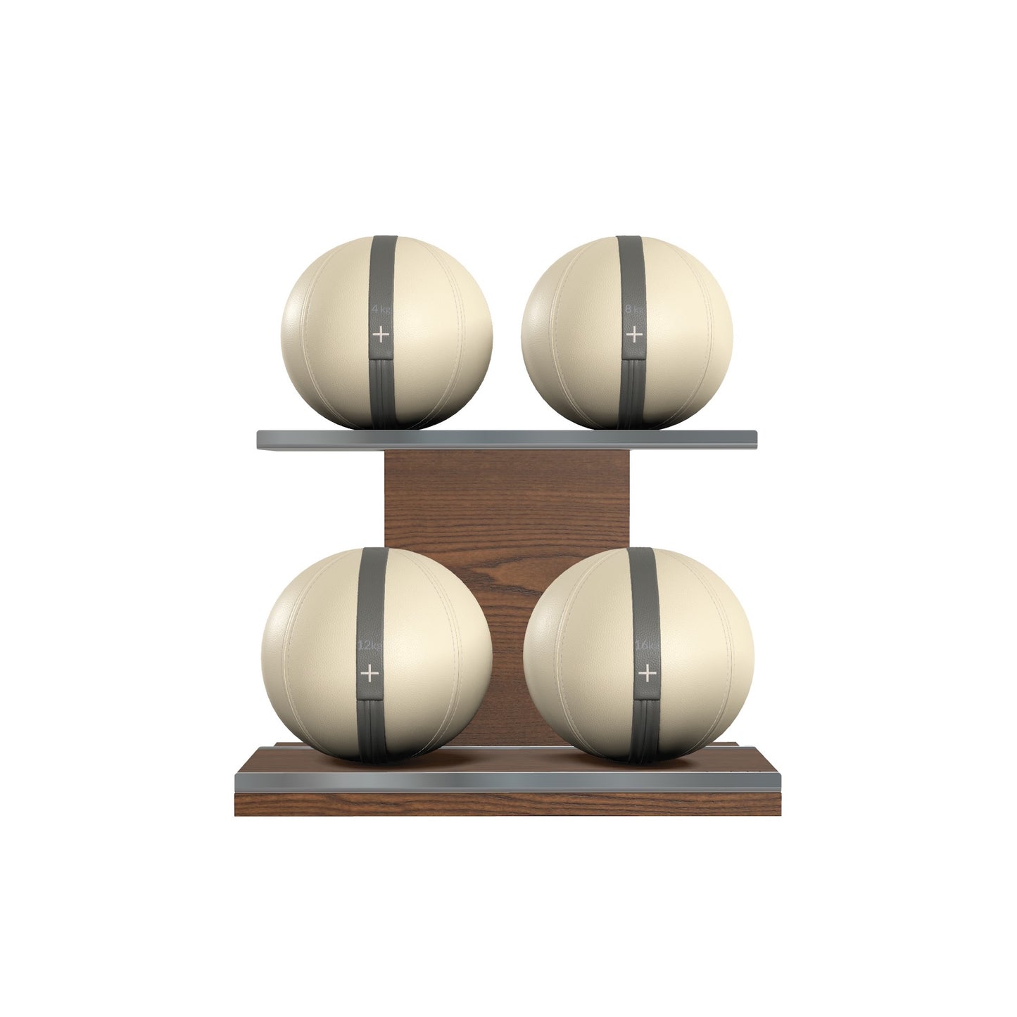 PENT. MOXA Light - Set of 4 Medicine Balls on Horizontal Wooden Stand - 4, 8, 12, 16 KG
