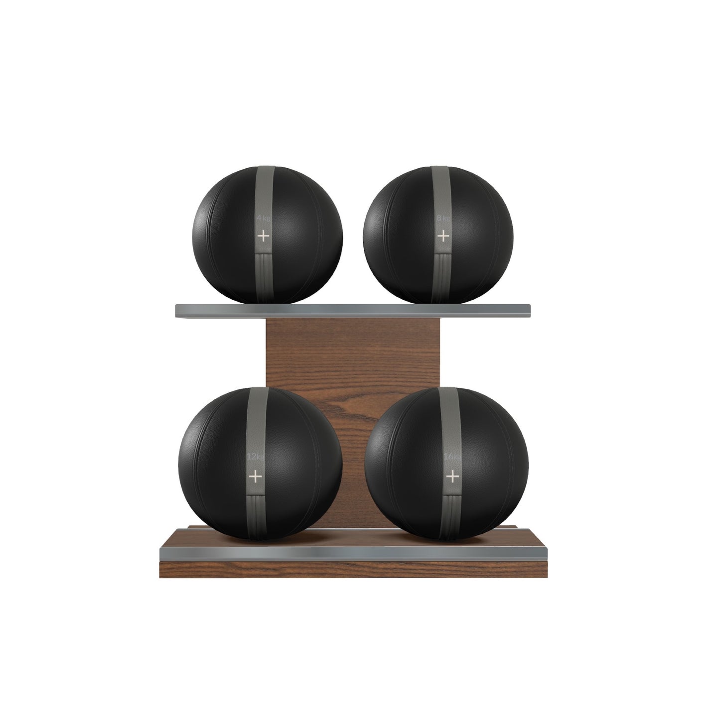 PENT. MOXA Light - Set of 4 Medicine Balls on Horizontal Wooden Stand - 4, 8, 12, 16 KG