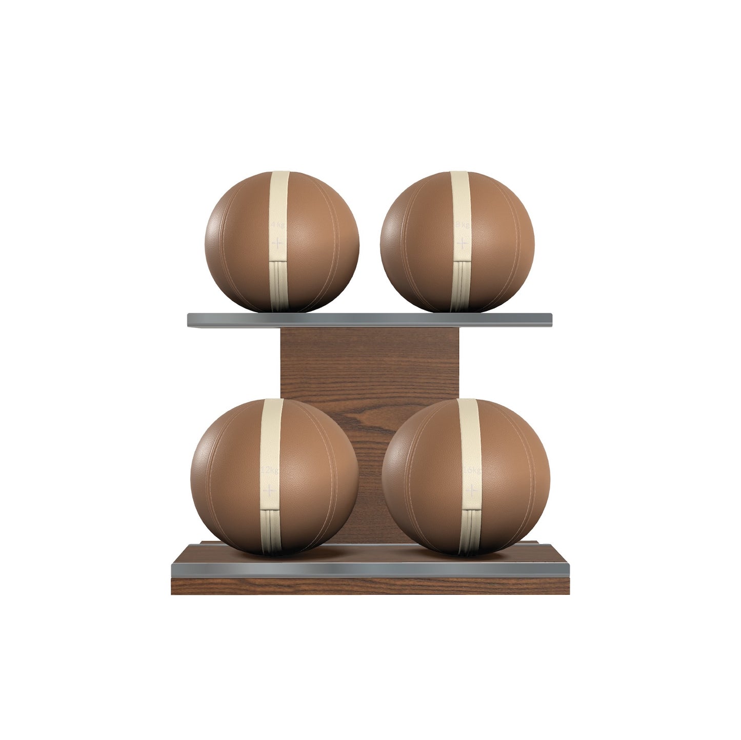 PENT. MOXA Light - Set of 4 Medicine Balls on Horizontal Wooden Stand - 4, 8, 12, 16 KG