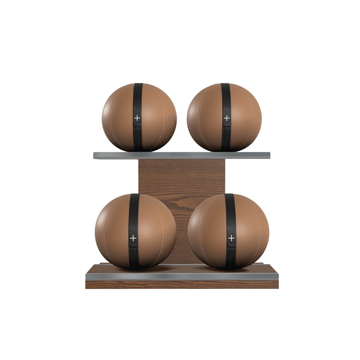 PENT. MOXA Light - Set of 4 Medicine Balls on Horizontal Wooden Stand - 4, 8, 12, 16 KG