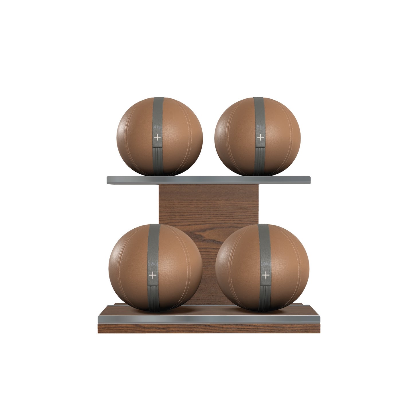 PENT. MOXA Light - Set of 4 Medicine Balls on Horizontal Wooden Stand - 4, 8, 12, 16 KG