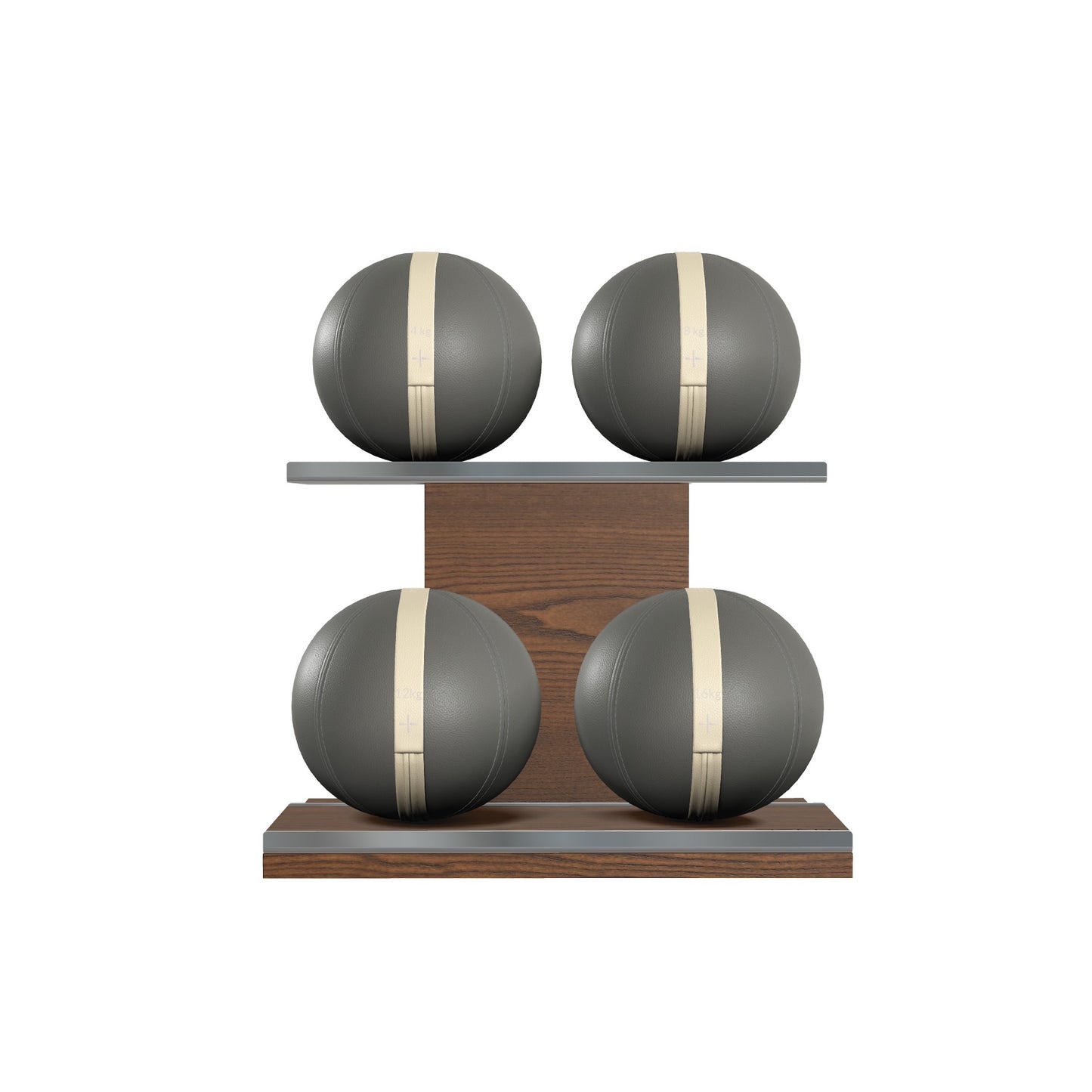PENT. MOXA Light - Set of 4 Medicine Balls on Horizontal Wooden Stand - 4, 8, 12, 16 KG