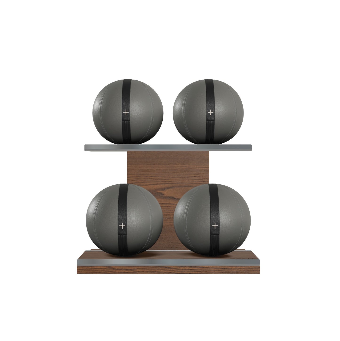 PENT. MOXA Light - Set of 4 Medicine Balls on Horizontal Wooden Stand - 4, 8, 12, 16 KG