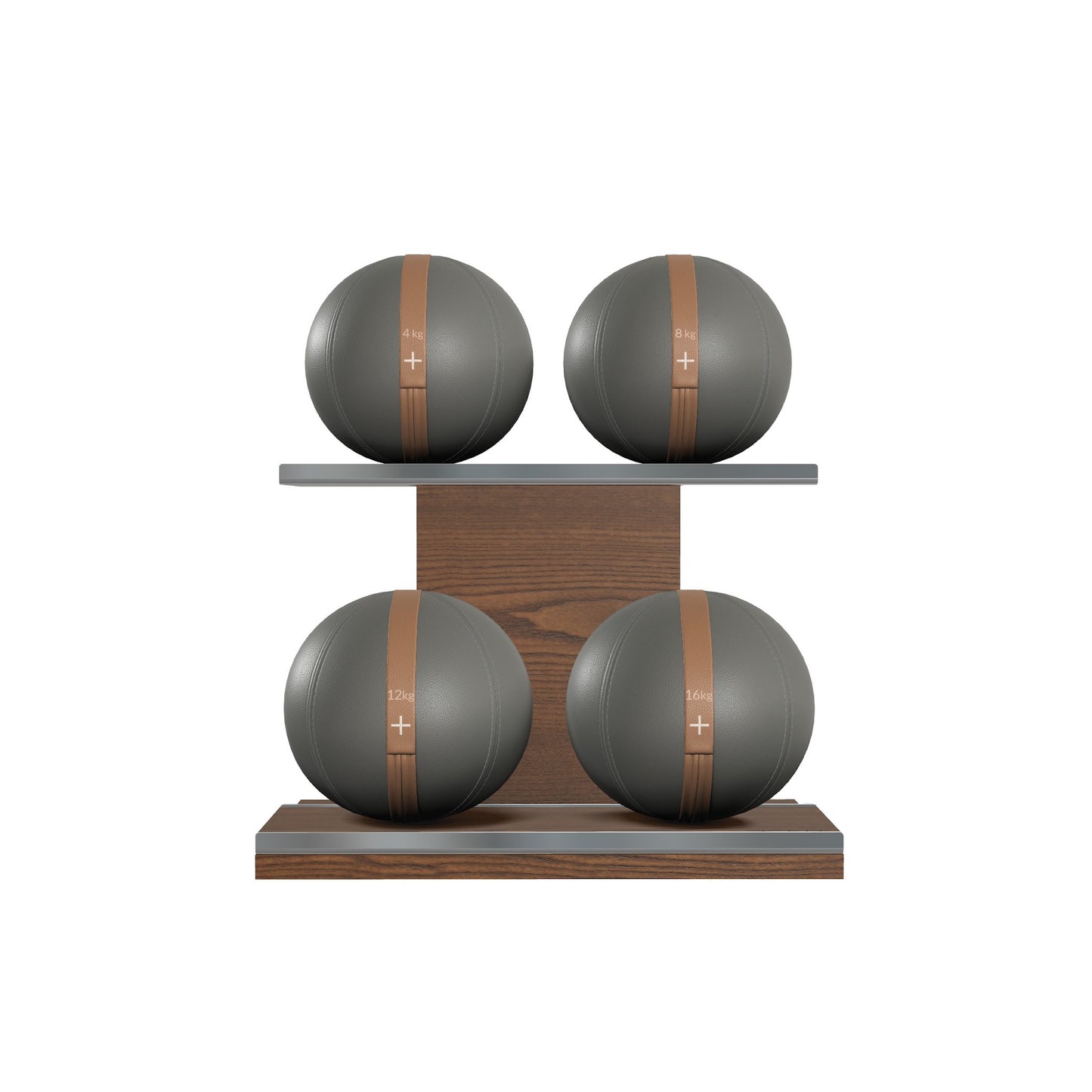 PENT. MOXA Light - Set of 4 Medicine Balls on Horizontal Wooden Stand - 4, 8, 12, 16 KG