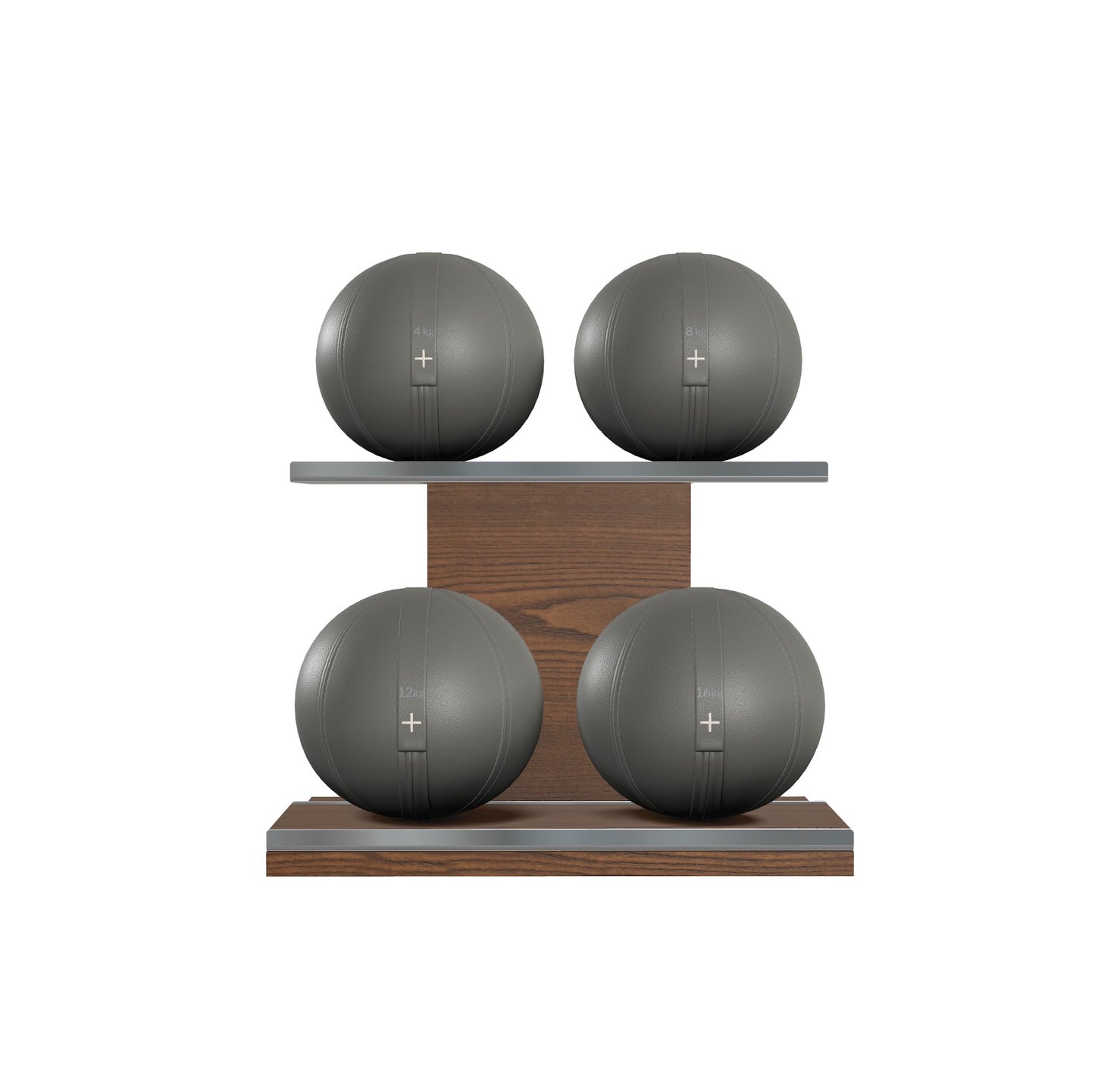 PENT. MOXA Light - Set of 4 Medicine Balls on Horizontal Wooden Stand - 4, 8, 12, 16 KG