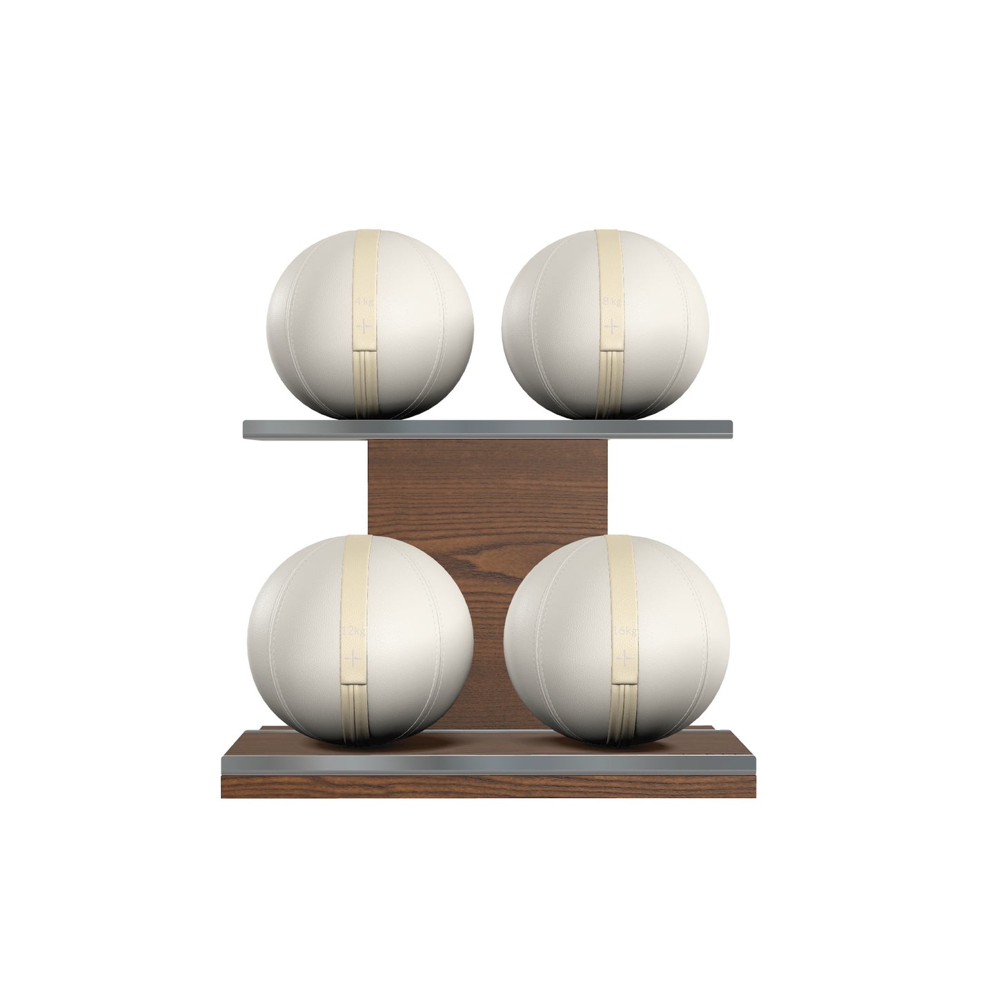 PENT. MOXA Light - Set of 4 Medicine Balls on Horizontal Wooden Stand - 4, 8, 12, 16 KG
