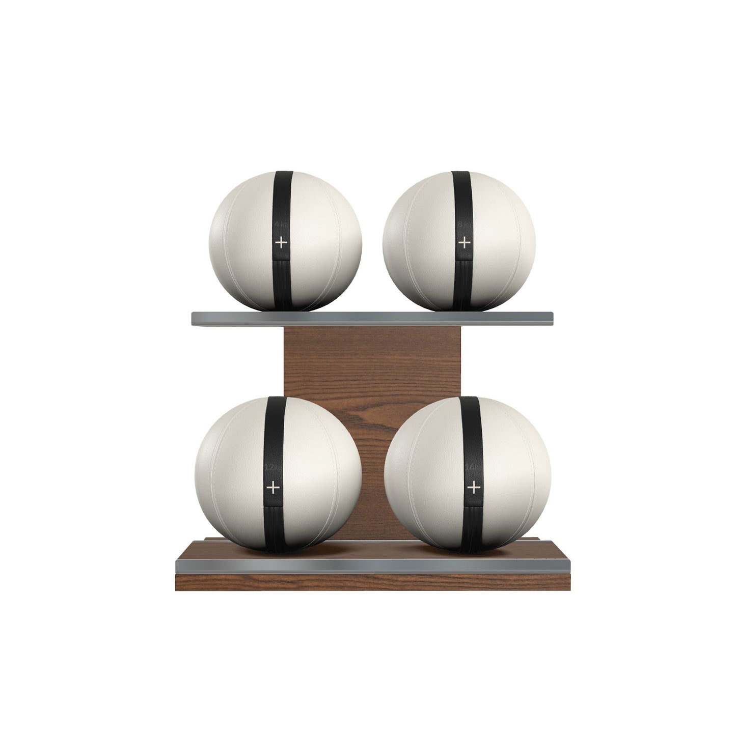 PENT. MOXA Light - Set of 4 Medicine Balls on Horizontal Wooden Stand - 4, 8, 12, 16 KG