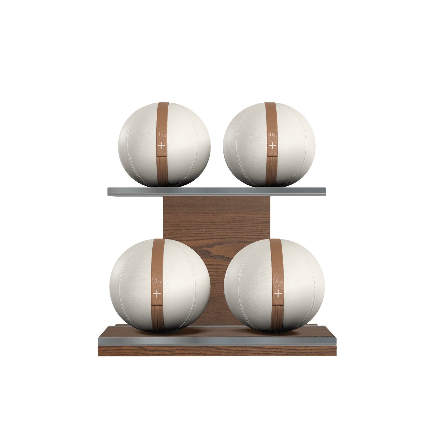 PENT. MOXA Light - Set of 4 Medicine Balls on Horizontal Wooden Stand - 4, 8, 12, 16 KG