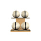 PENT. MOXA Light - in Gold - Set of 4 Medicine Balls on Horizontal Wooden Stand - 4, 8, 12, 16 KG