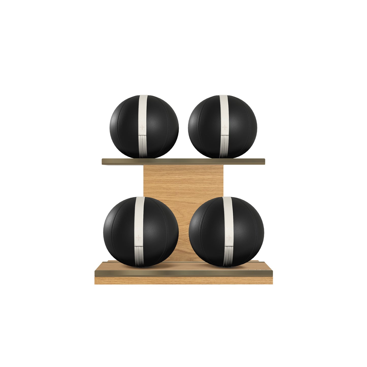 PENT. MOXA Light - in Gold - Set of 4 Medicine Balls on Horizontal Wooden Stand - 4, 8, 12, 16 KG