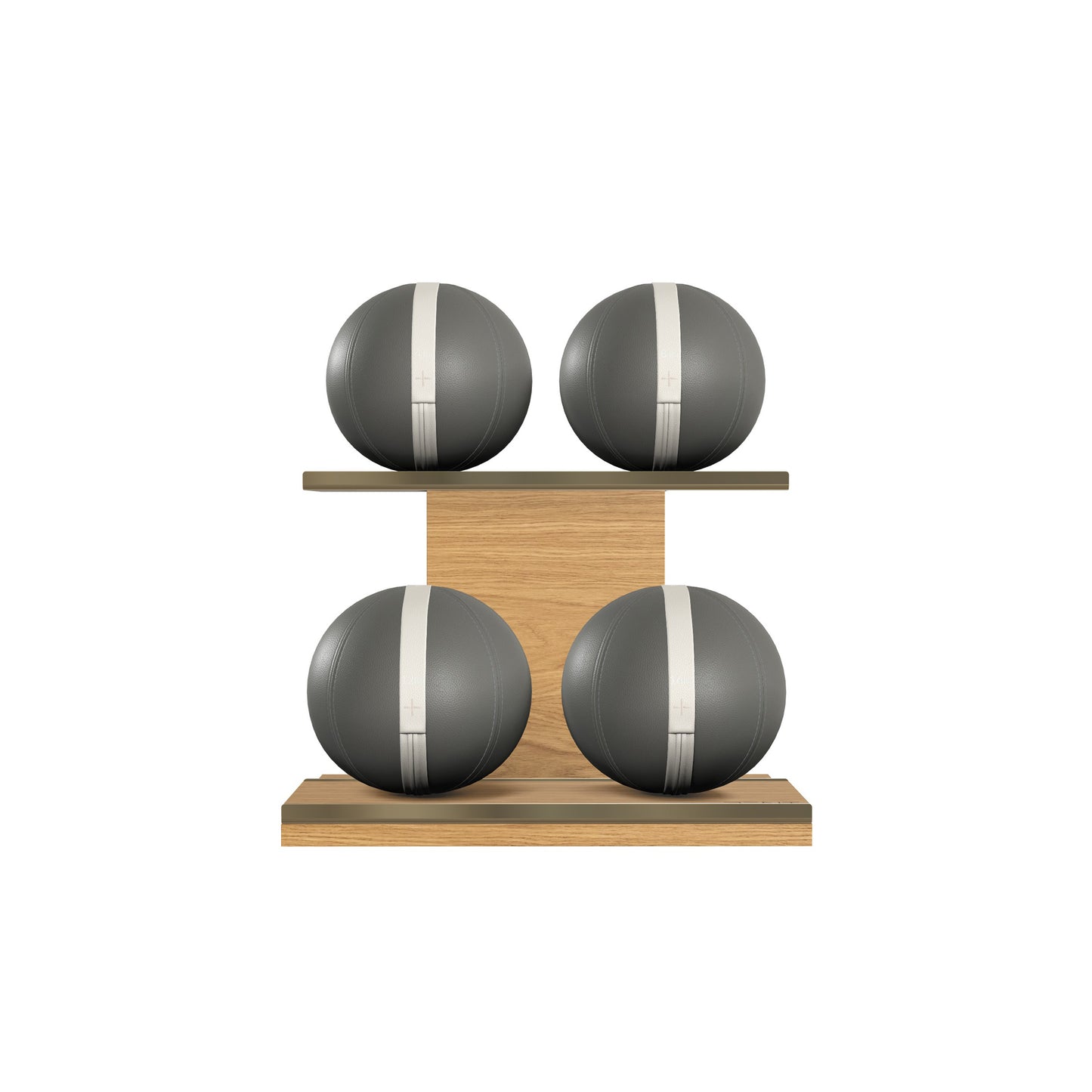 PENT. MOXA Light - in Gold - Set of 4 Medicine Balls on Horizontal Wooden Stand - 4, 8, 12, 16 KG