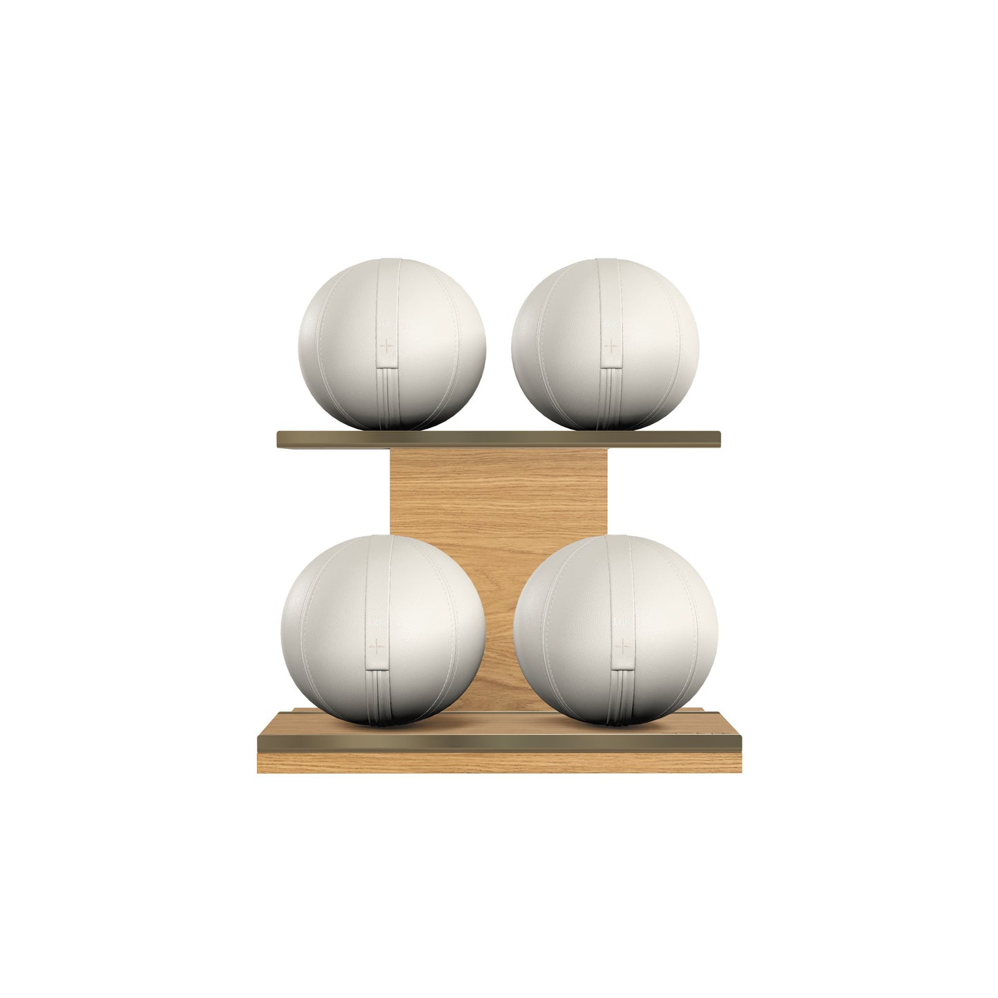 PENT. MOXA Light - in Gold - Set of 4 Medicine Balls on Horizontal Wooden Stand - 4, 8, 12, 16 KG